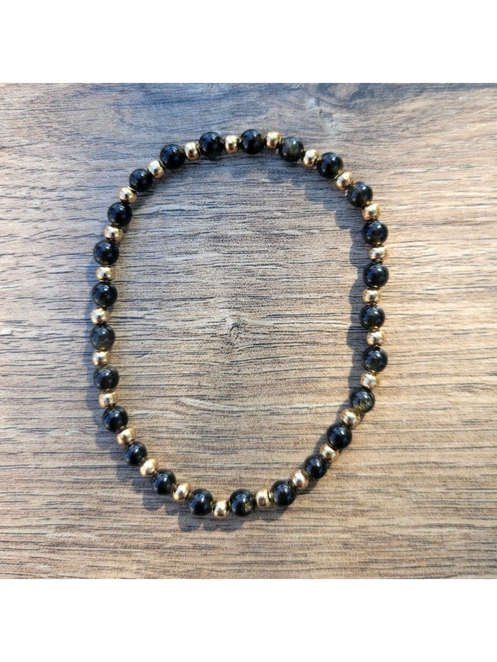 Golden Obsidian 4mm Beaded Bracelet Natural Gemstone